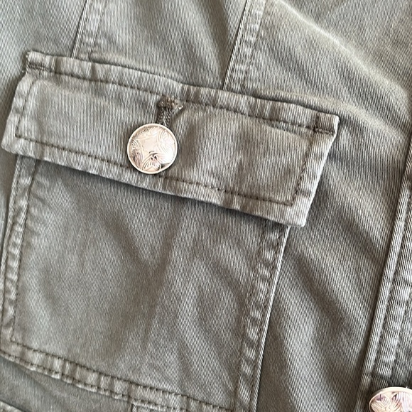 New! WHBM Green Gold Button Military Jacket- Sz 12 - Picture 4 of 5